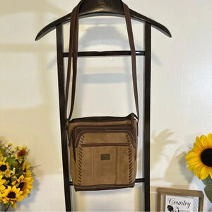 BOC Born Concept Crossbody Leather Purse Multiple Pockets Tan & Brown
